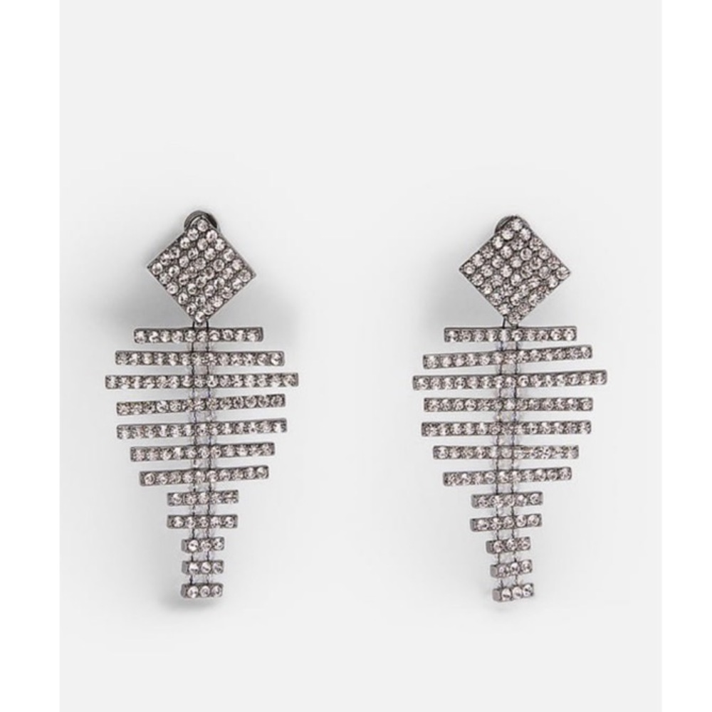 Pendant earrings with sparkly gem appliqué